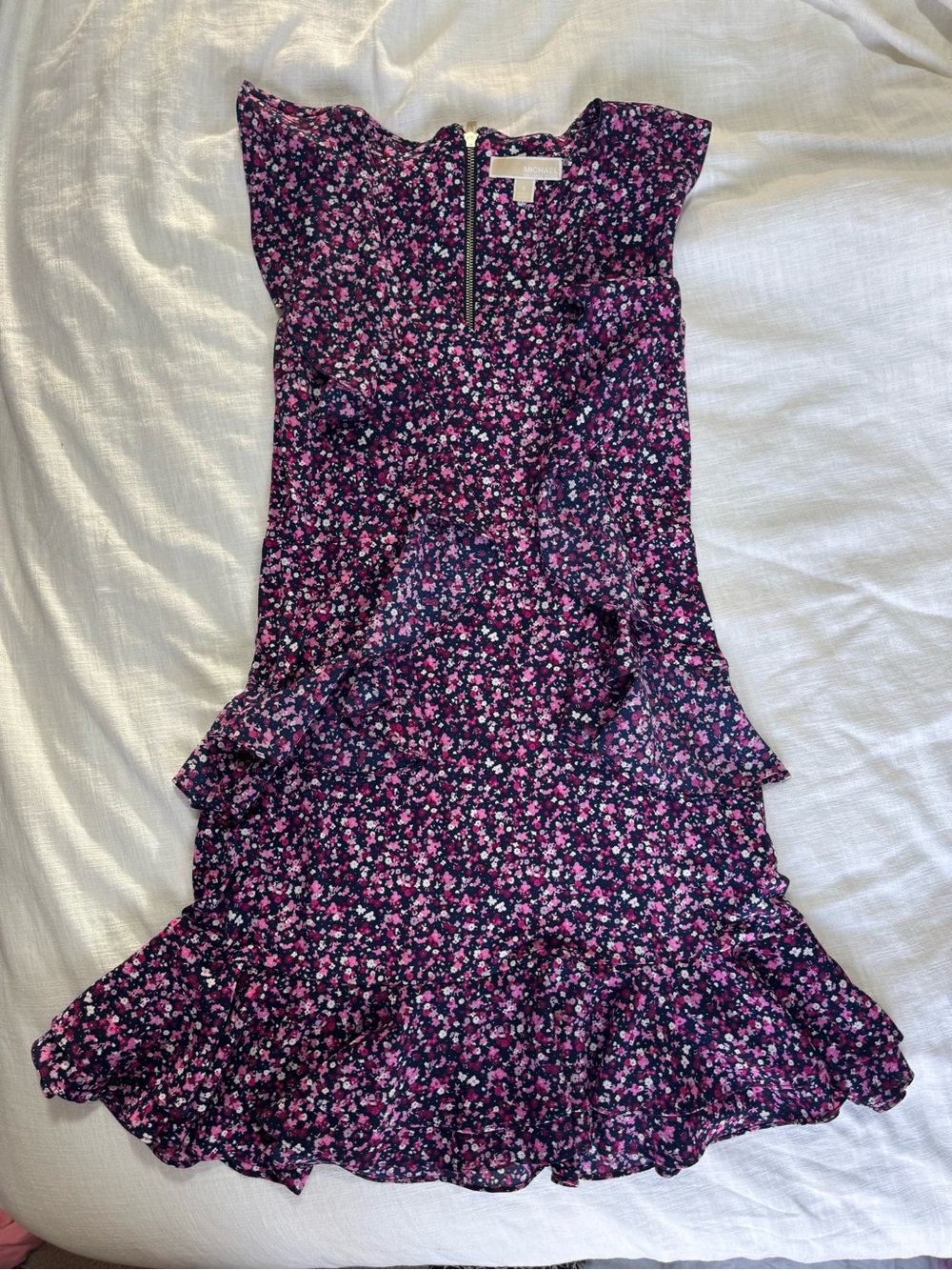 Michael Kors Floral Paisley Print Cascade Dress size s